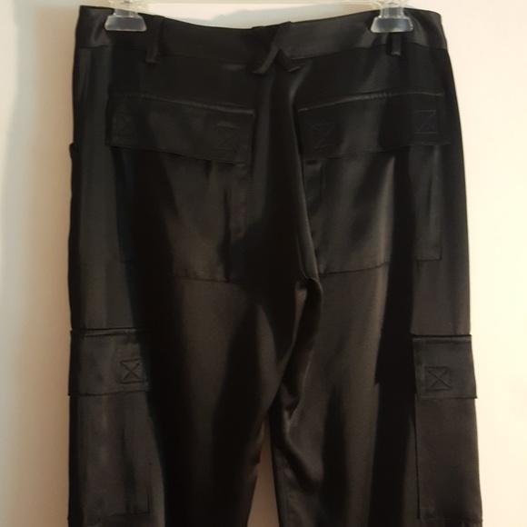 Guess Black Silk Cargo Crop Pant w Drawstrings 2 - Picture 6 of 9